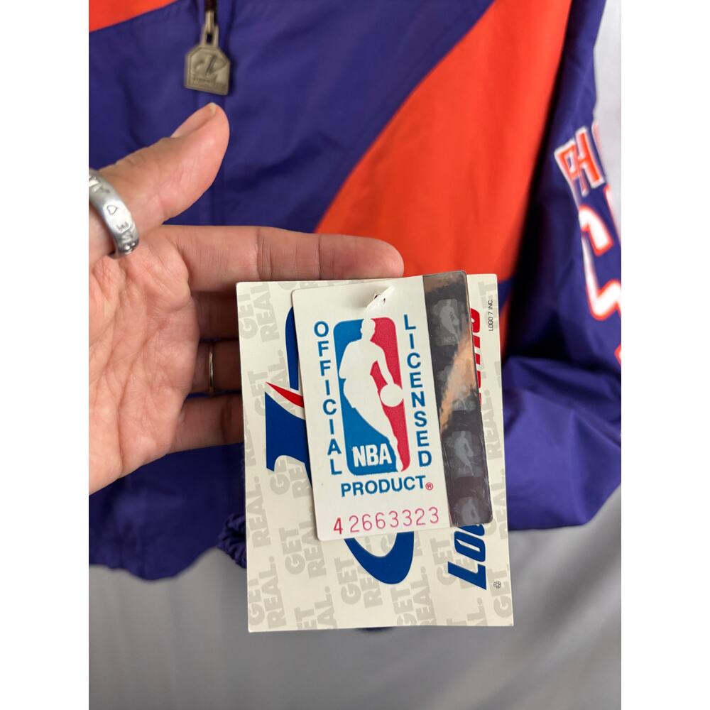NWT Vtg 90s NBA Phoenix Suns Logo Athletic Sharktooth Windbreaker Jacket Mens M‎ - Picture 6 of 16